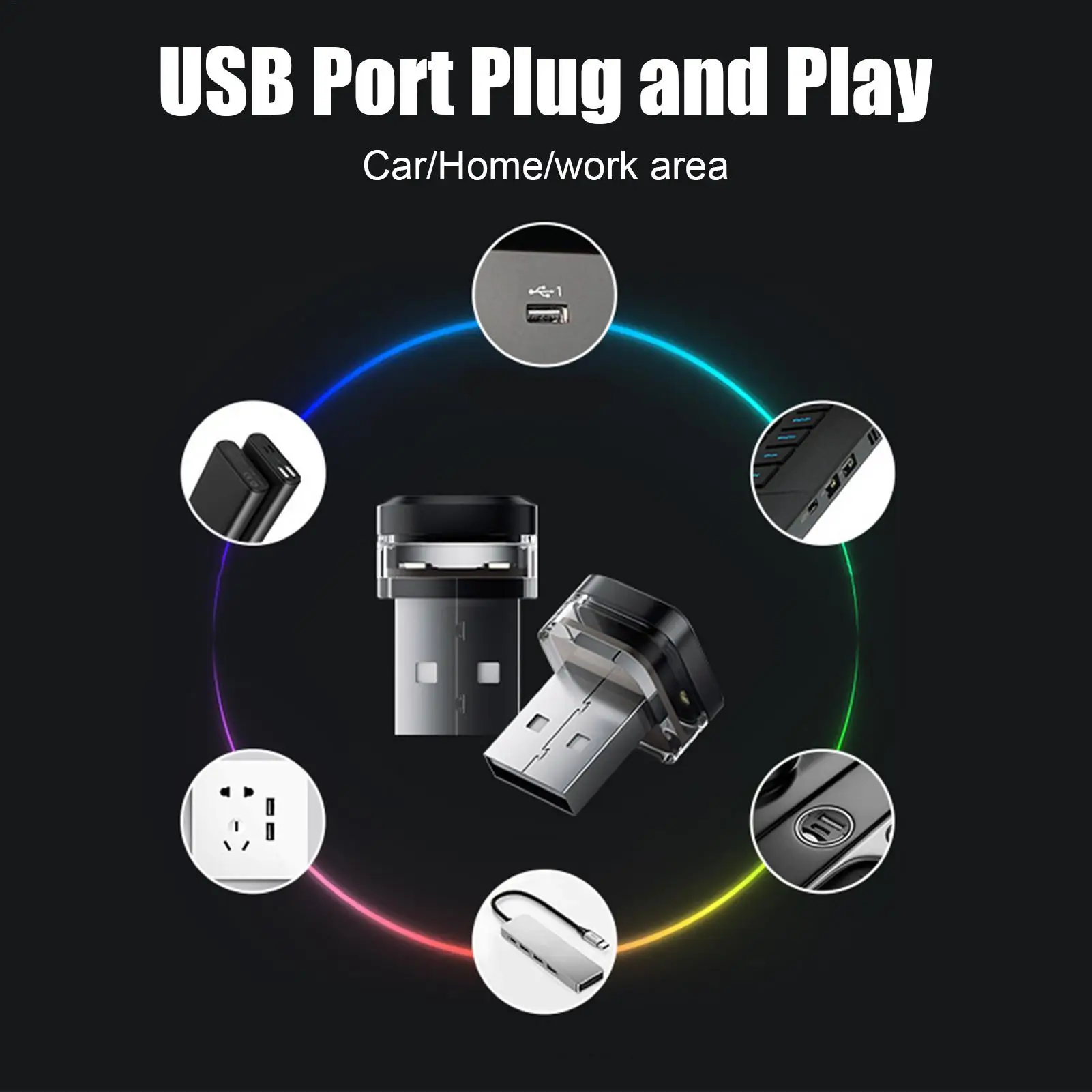 Car USB Atmosphere Light Wireless Multicolor Night Light Multiple Modes Interior Light LED Ambient Light USB Interior Car Light