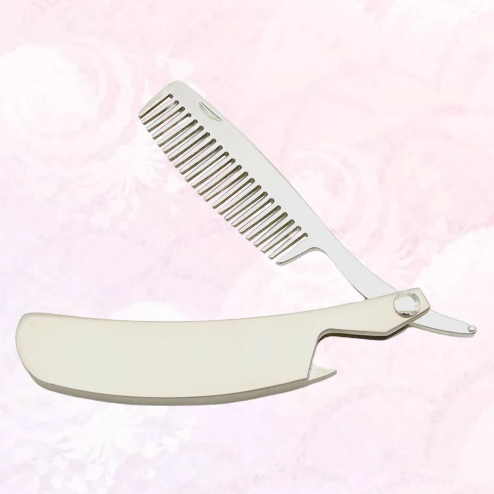 Zinc Alloy Beard Comb Portable Foldable Anti-Static Hairdressing Accessories for Men Scalp Massage Blood Circulation Stimulation
