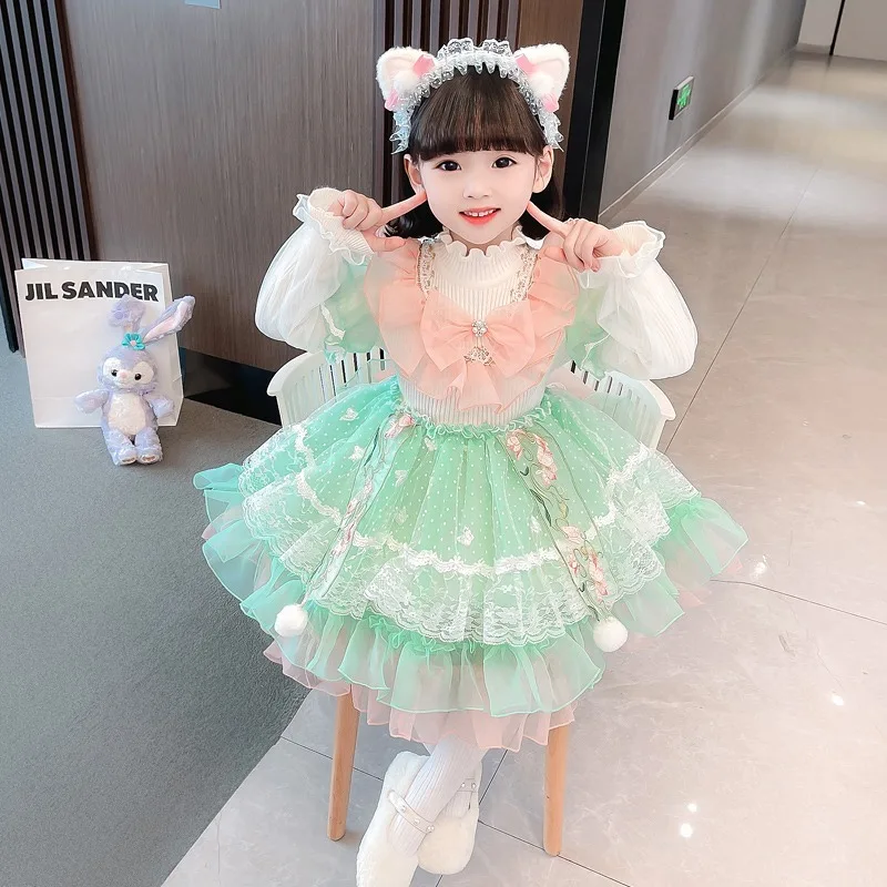 

Girl's Clothing2024New Children's Autumn and Winter Long-Sleeved Princess Dress Baby Cute Fashionable Mesh Tulle Dress Tide