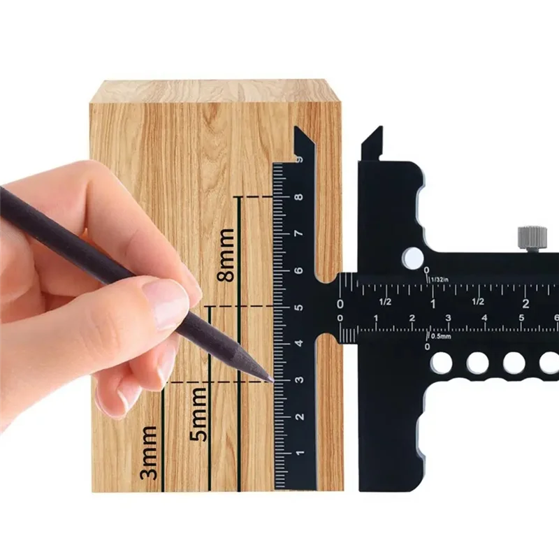 ABWP-T Ruler Metal Slider Ruler Accurate Woodworker Edge Ruler Angle Measurement Scribe Tool Woodworking Practical Carpenter