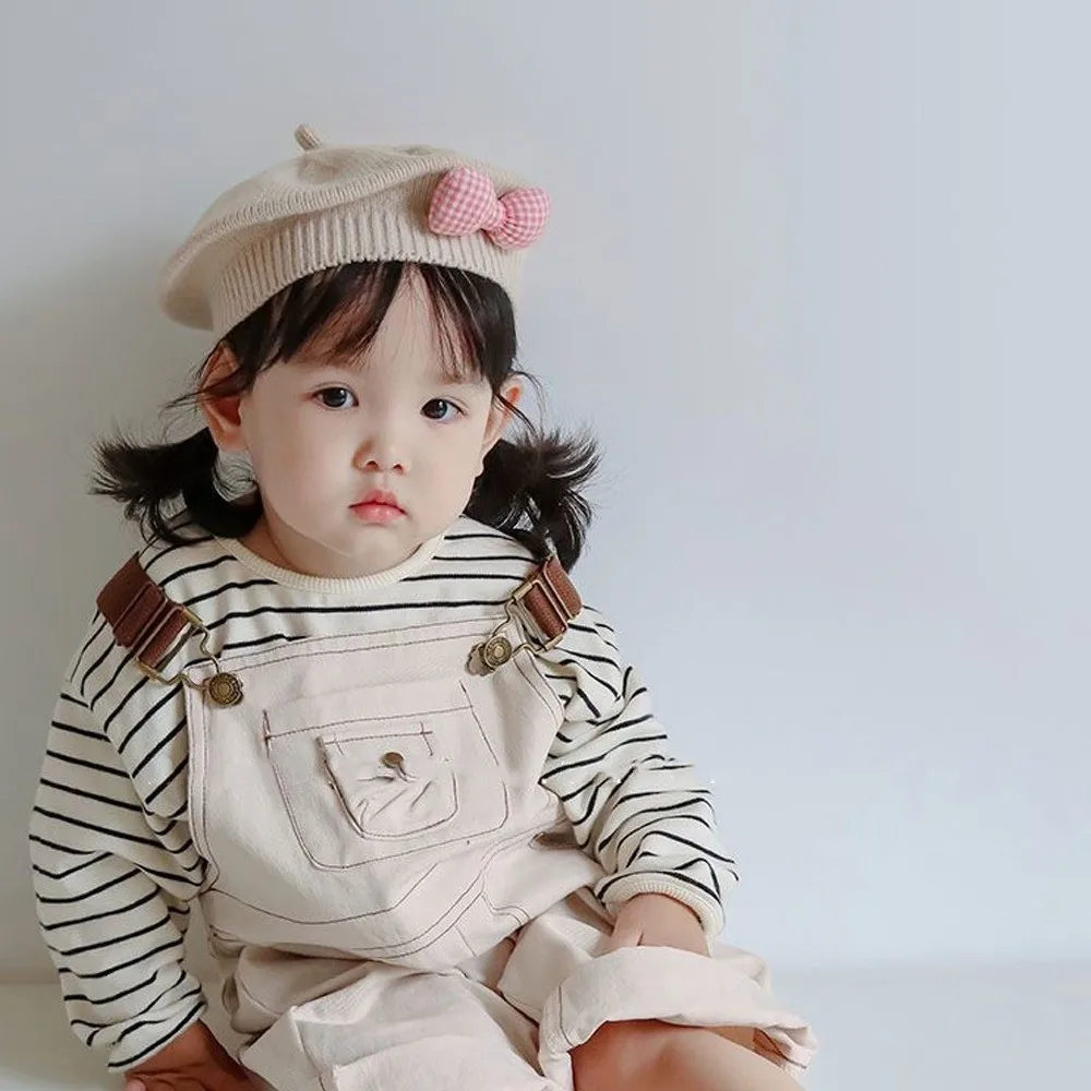 

Модные милые вязаные шапки с бантом, теплые ветрозащитные шапочки, удобный берет, шапка для малышей