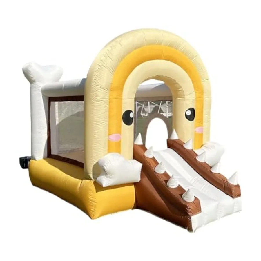 Casa inflable de rebote de cocodrilo con tobogán, diversión para saltar portátil para edades de 38 años, incluye soplador de 370W para juegos en interiores y exteriores