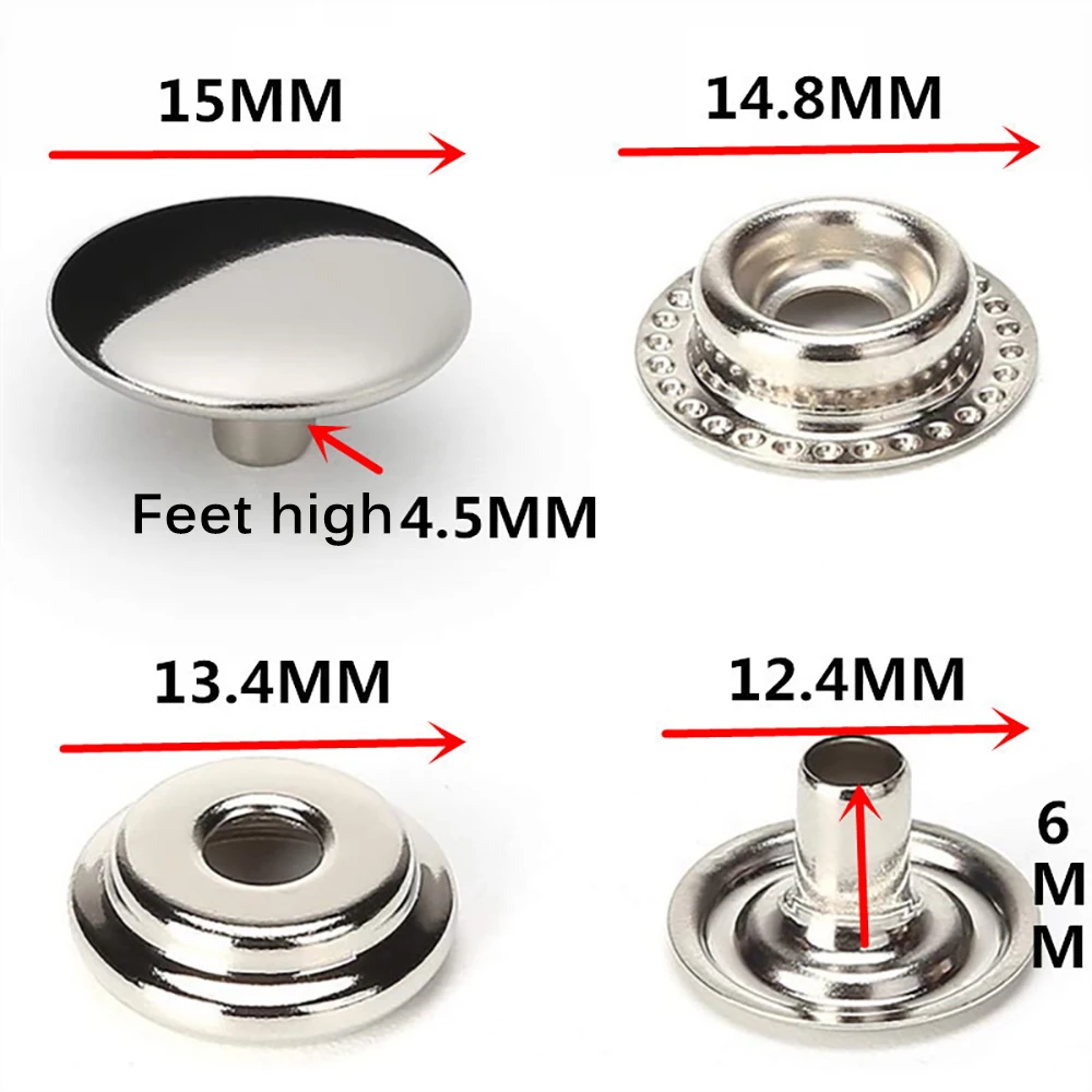 Boutons à pression en acier inoxydable de qualité Marine pour housse de bateau, cuir, sac, vêtements, tente, 240 pièces de 15mm