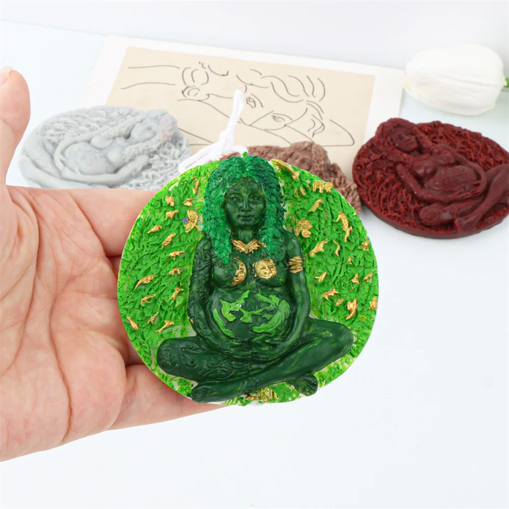 Reusable Ethereal Earth Mother Silicone Mold Female Statue Scented Candle Gaia Plaster Crystal Craft Making Tool Home Decor