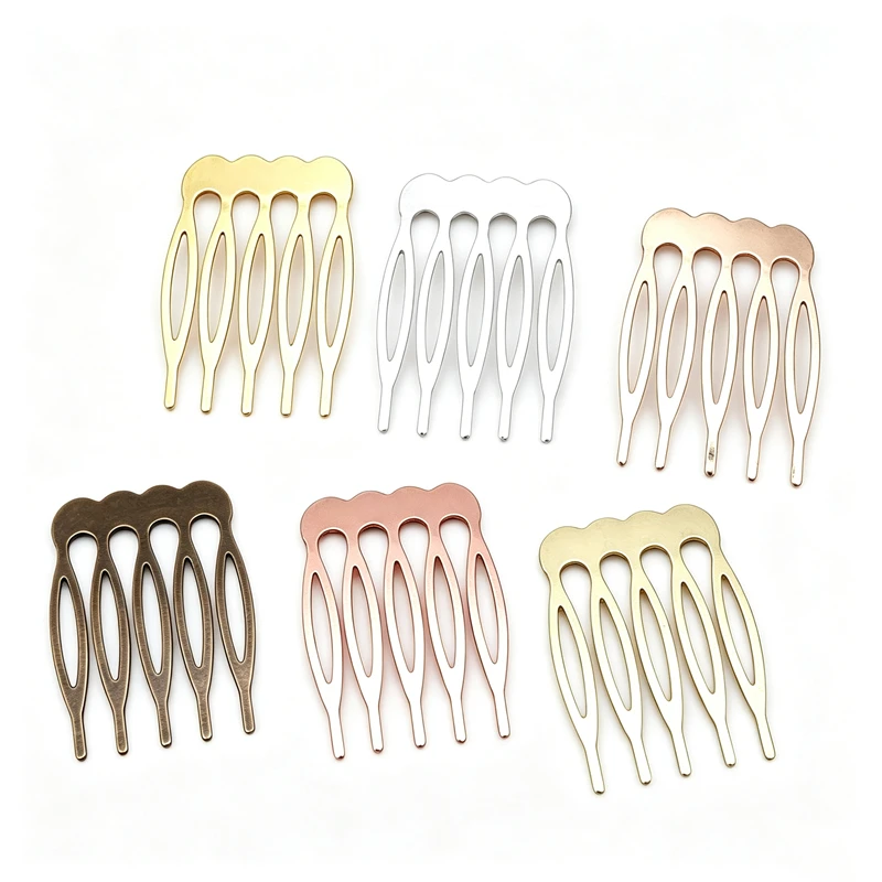 BoYuTe (20 Pieces/Lot) 5 Teeth Brass Hair Comb Blanks Metal Hair Combs Base DIY Hair Accessories Making Findings