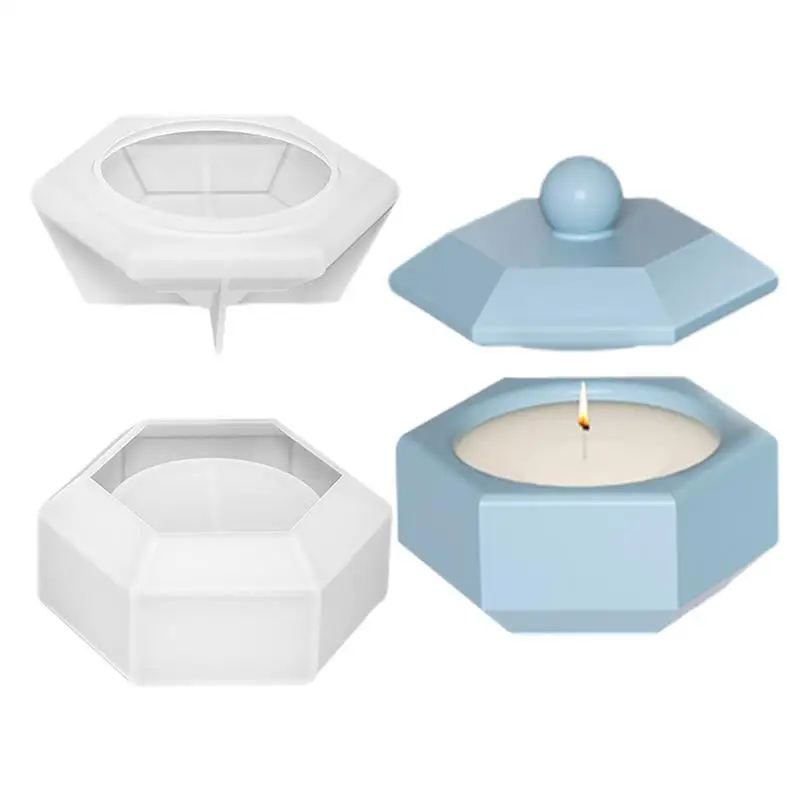 Hexagonal Tealight Candle Holder Resin Mold Epoxy Casting Molds For DIY Jewelry Box Container Succulent Pot