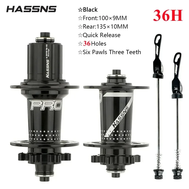 HASSNS PRO7 MTB 36H Hub 32 36 Holes Bearing Bike Freehub Rear Hub Quick Release 32H Four Palin  7 8 9 10 11 12 Speed 6 Pawl Hubs