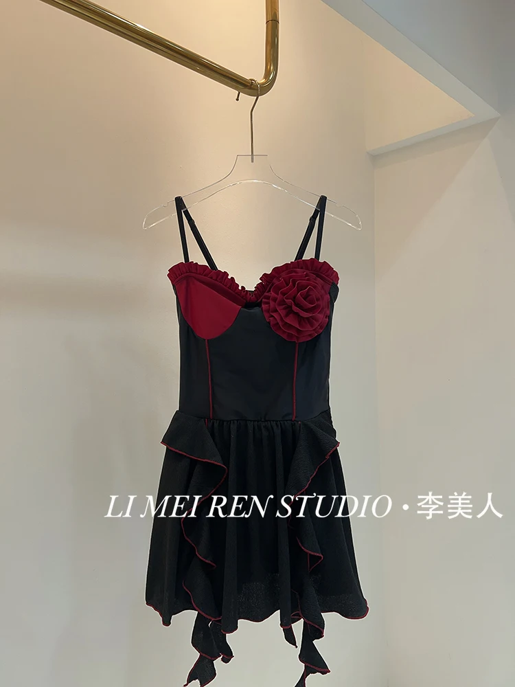 

Новый цельный купальник в стиле ретро с цветочной талией, сексуальная юбка с лентой контрастного цвета для женщин