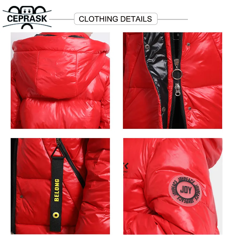 CEPRASK 2023 New Winter Jacket Women Casual Loose Thick Parkas Clothing Fashion Bright Colors Hooded Warm Winter Coat Outerwear