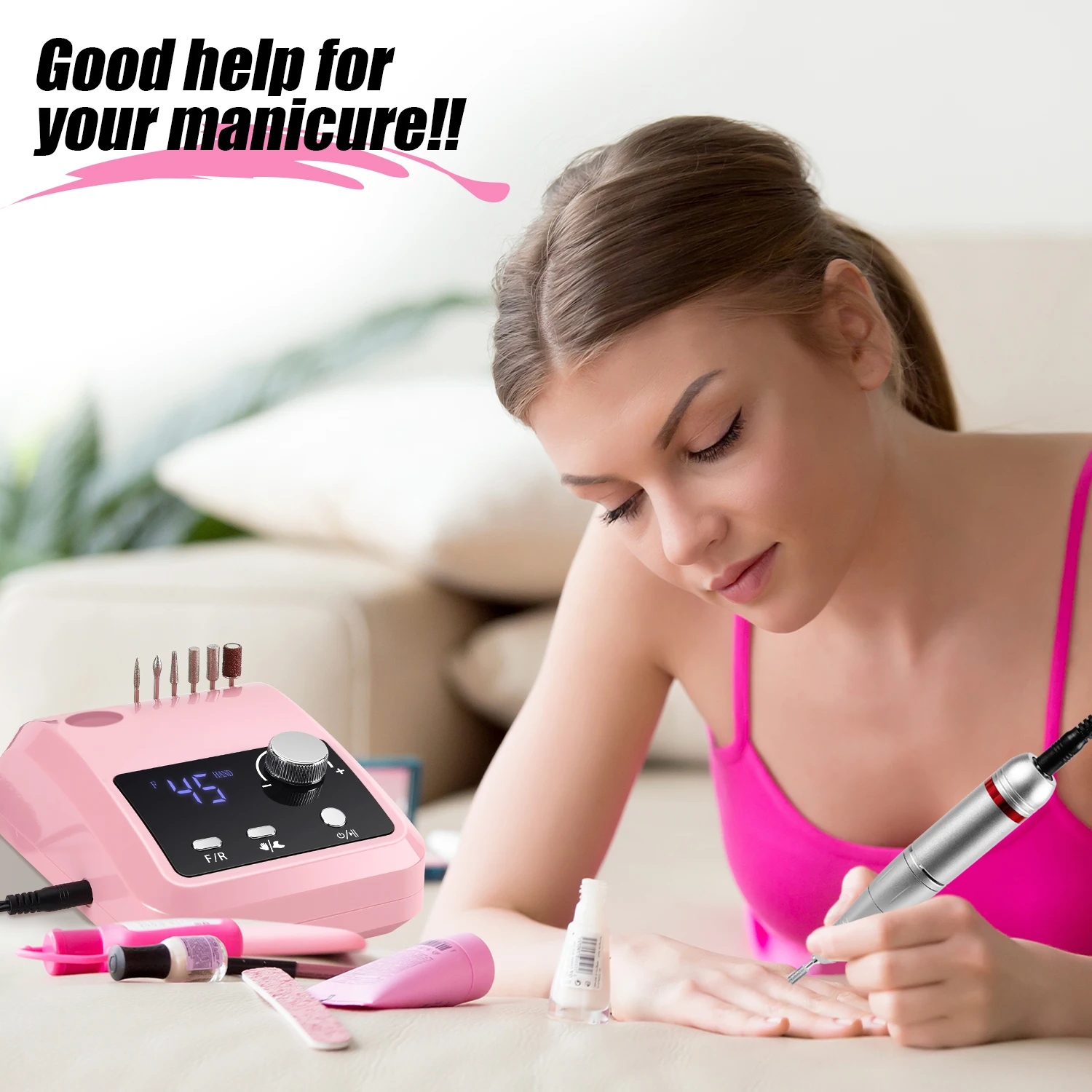 45000 RPM elektrische nagelboormachine voor nagels Elektrische vijl HD-display Metalen manicurepen Professionele nageldraaibank Schuurmachine