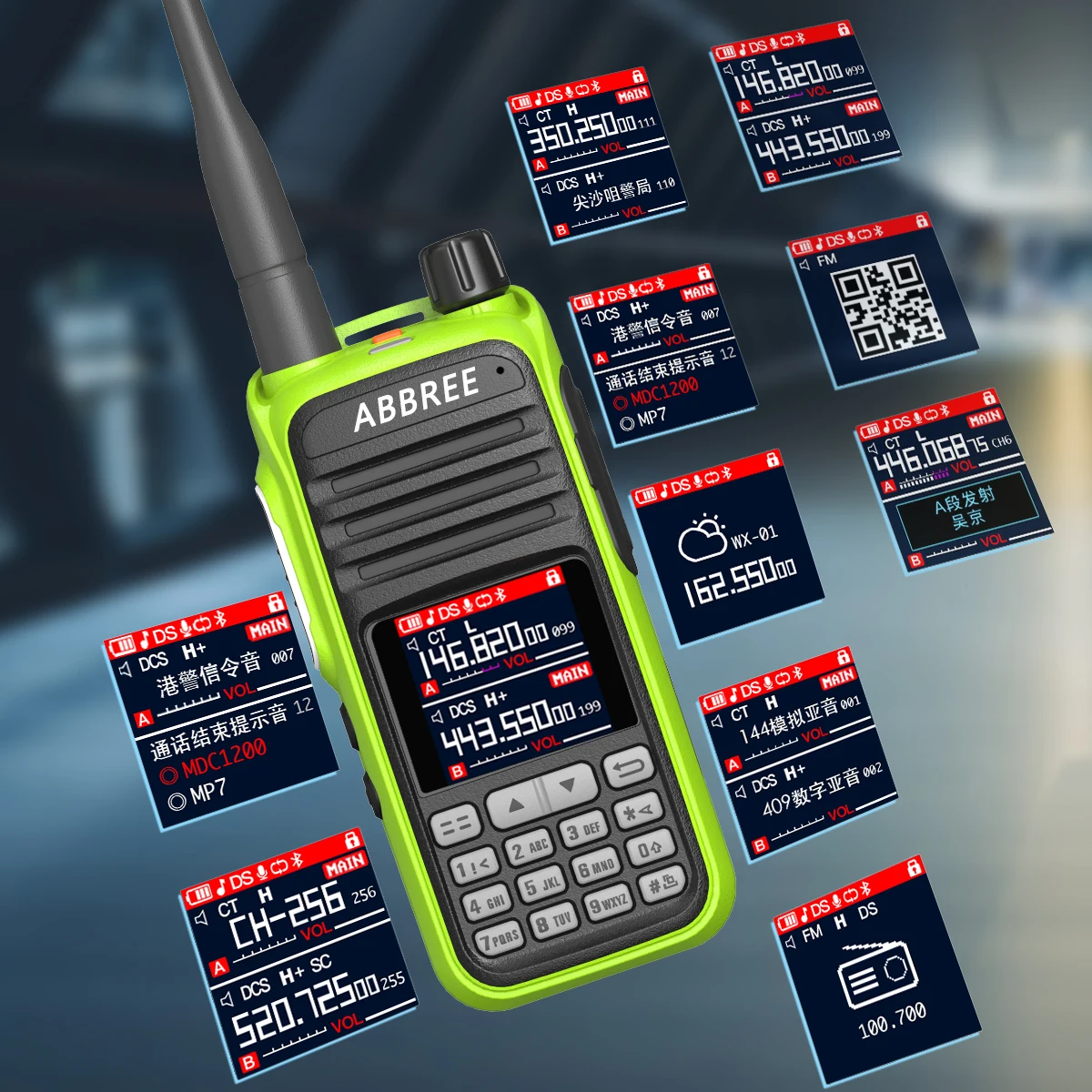 ABBREE AR-730 Air Band Band Wireless Copy frequency 256CH WalkieTalkie NOAA Weather Channel Receive Typ-C Charging Two Way Radio