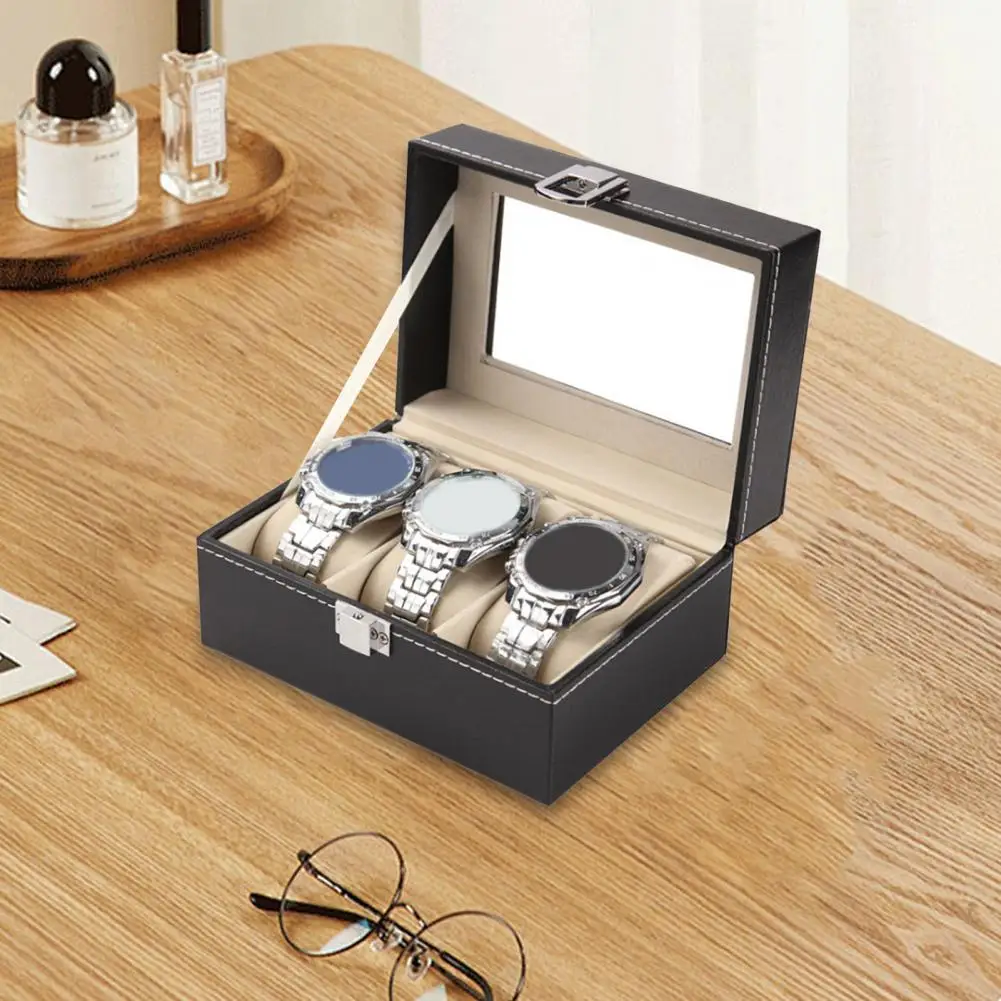 Watch Case With Glass Cover Portable Watch Case Organizer Jewelry Display Storage Case