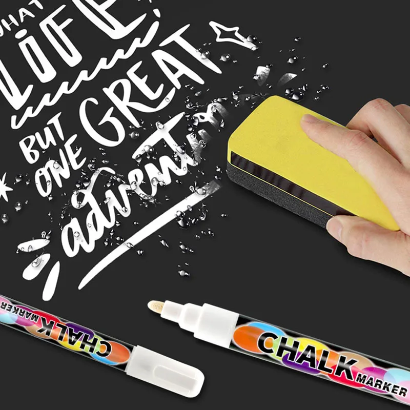 Erasable White Liquid Chalk Marker Pen for LED Board Glass Meatal 1/3/6/10/15mm Oily image 2