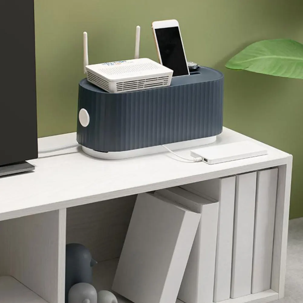 

1pc Cable Storage Box Blue Household Power Cord Organizer For Surge Protector Usb Hub Charging Cable Case Wire Management