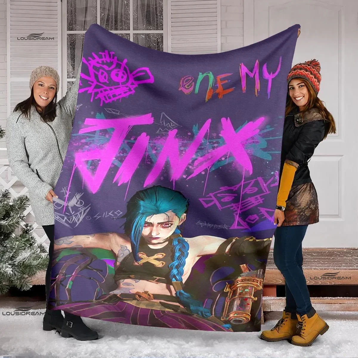 Cartoon Jinx Arcane: League of Legends Blanket Lightweight Comfortable Soft Breathable Ultra Warm Blanket Bedding