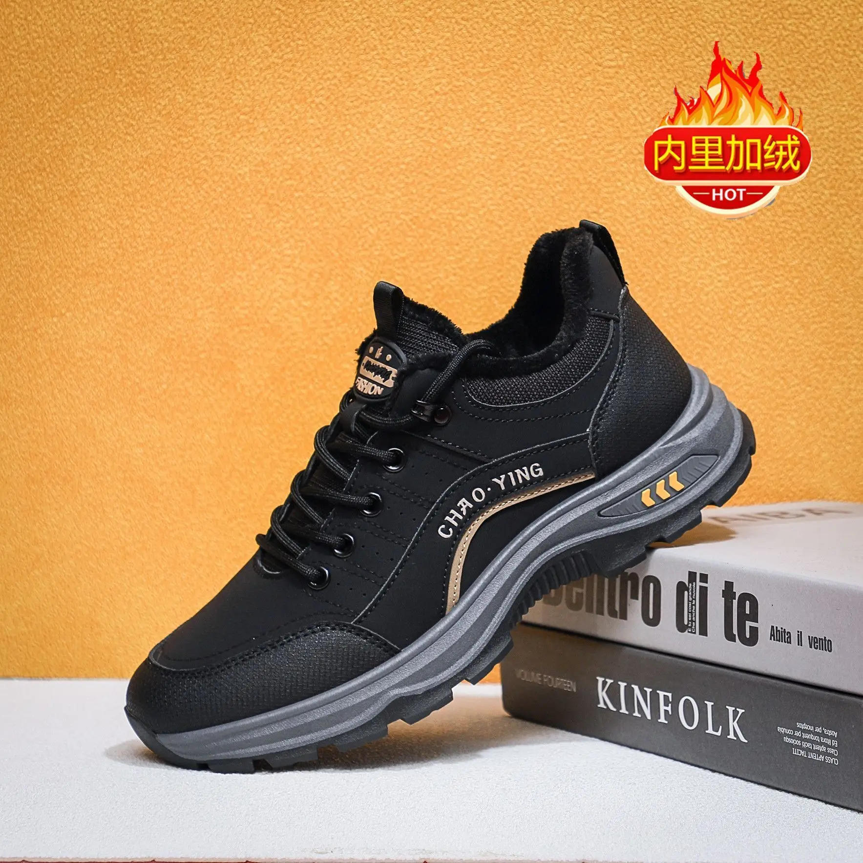 

Men's casual shoes 2025 autumn/winter hiking outdoor workwear shoes with fleece insulation sports shoes