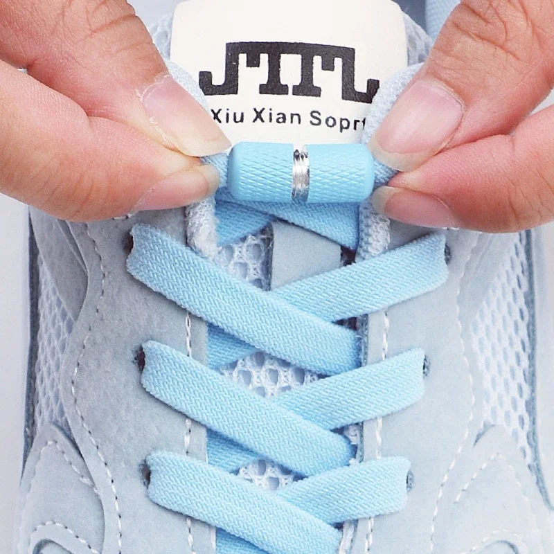 

1 Pair 8mm Width Elastic Laces Sneakers Flats No Tie Shoelace Children Adults Quick Lace on/Off Shoelaces Shoes Accessories New