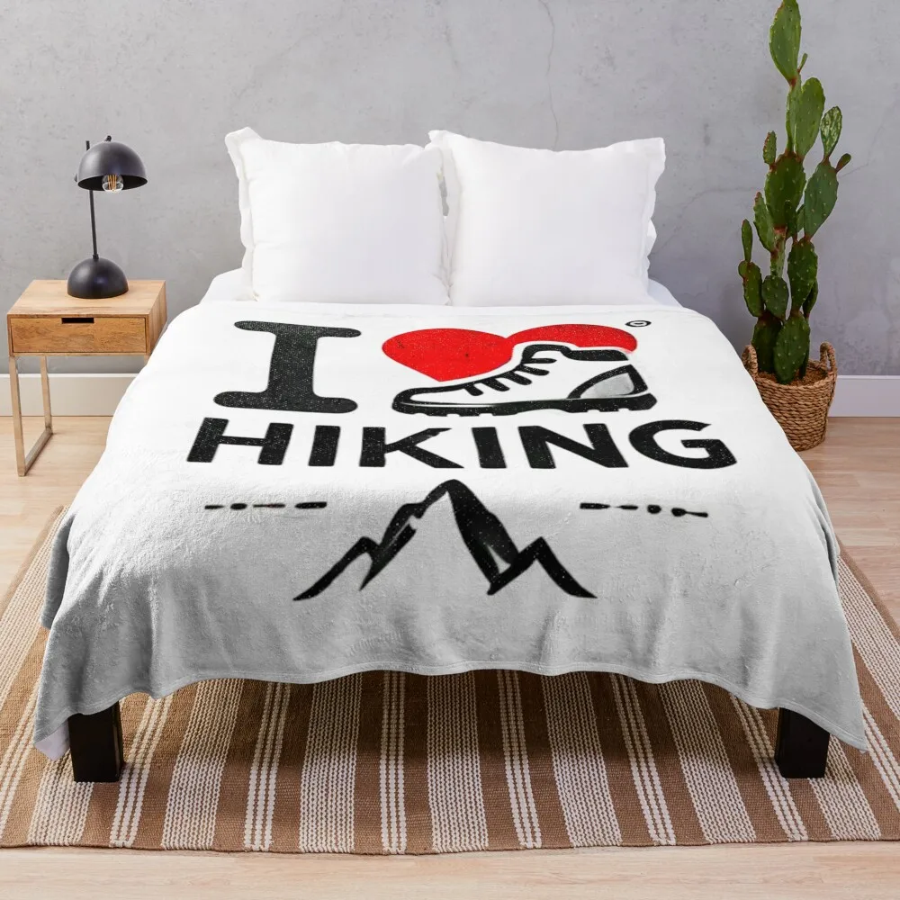 

I Love Hiking Nature Trekking Adventure Shirt Throw Blanket wednesday Bed linens Cute Plaid Sofa Blankets