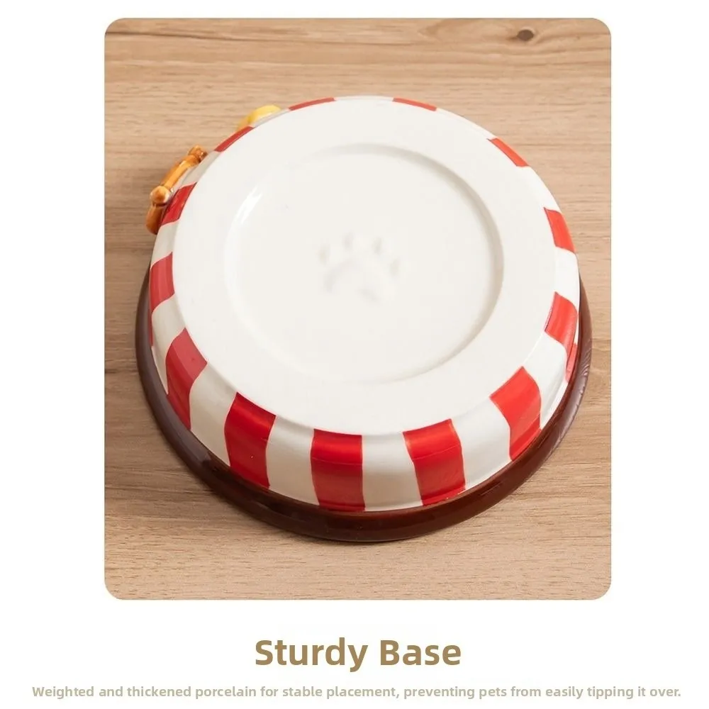 Easy To Clean Anti-slip Dog Ceramic Bowl Handmade Anti-Spill Pet Water Feeders Cute Smooth Surface Ceramic Cat Dishes Indoor