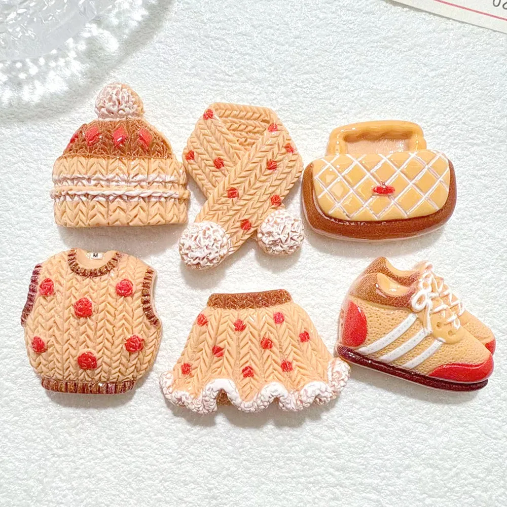 10/100pcs Resin Colorful Miniature Knitted Winter Outfits Cabochon Flatback Phone Decoration DIY Scrapbooking Crafts Accessories