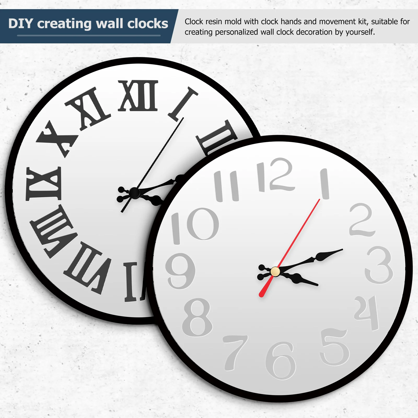 

2Sets Clock Silicone Resin Mould Kit DIY Wall Clock Parts Replacement Mechanism Motor Kit for Resin Craft Decoration