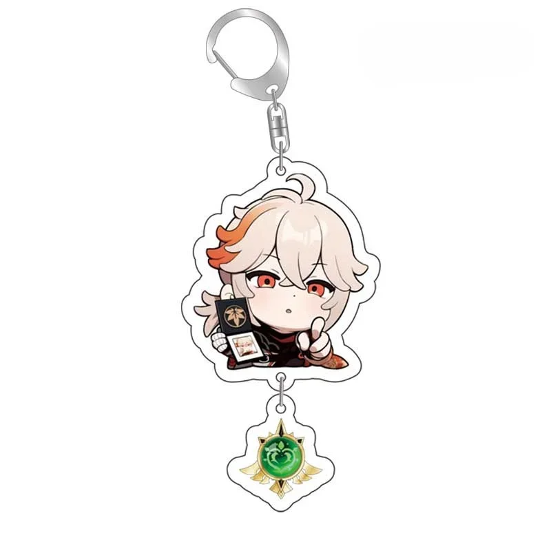 1Set Genshin Impact Acrylic Keychain with Vision Pendant, Kaedehara Kazuha Tartaglia Diluc Kaeya Character Bag Charm for Game Fa