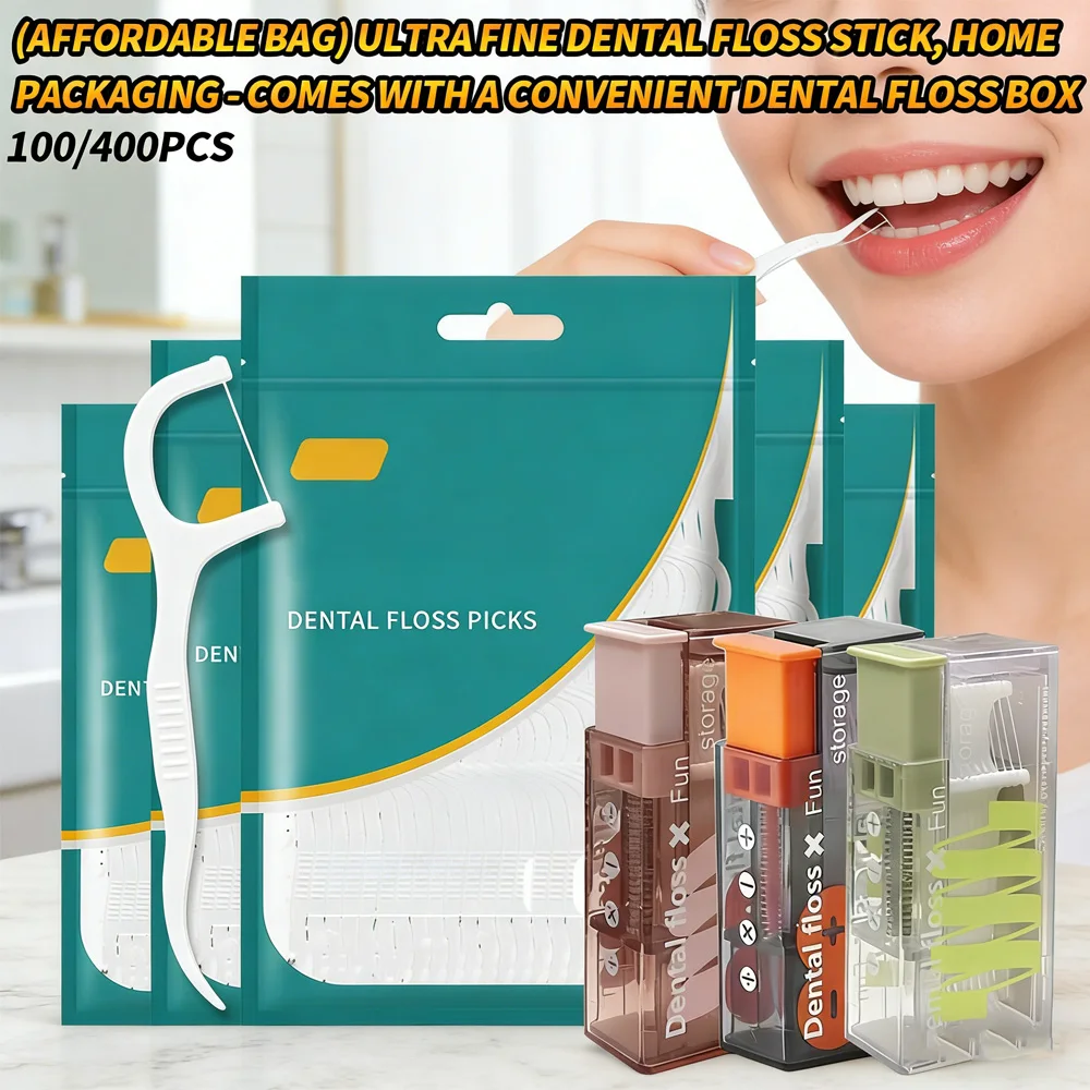 

200/400 шт. одноразовых зубных нитей-флоссеров, ультратонкие зубные нити-стики для чистки зубов, семейный набор с портативным дорожным футляром