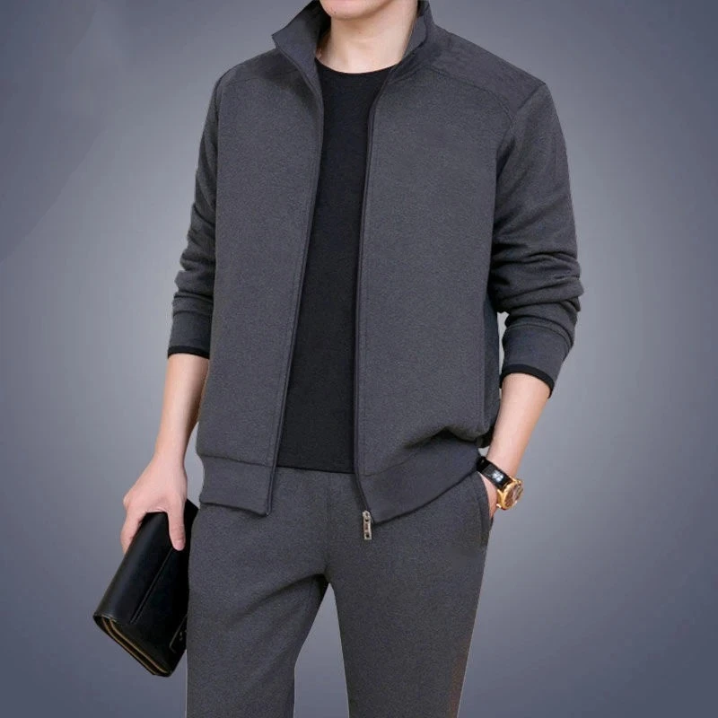 Otoño Invierno, conjuntos para correr informales para hombre, trajes deportivos, ropa deportiva para hombre, chándal con cremallera, conjunto de chándal para hombre, conjunto de 2 piezas, chándales para hombre