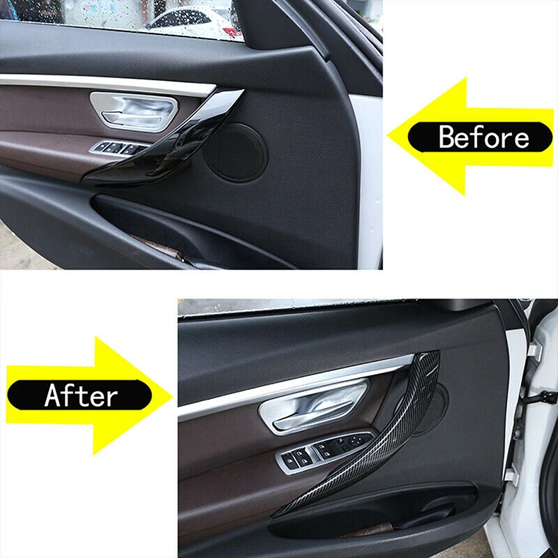 Car Interior Carbon Black Door Handle Cover Trim for BMW 3 4 Series F30 F31 GT F34 F36 2013 2014 2015 2016 2017 2018 Accessories