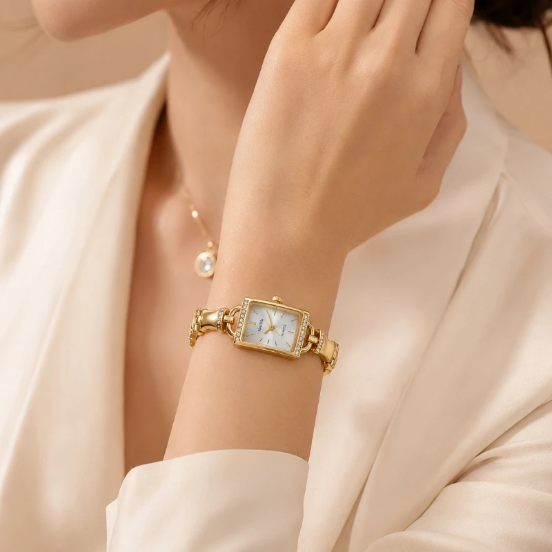 Fashion Women's Watch Luxury Minimalist Diamond Square Quartz Wristwatch Elegant Dress Ladies Watch Clock Gift Relogio Femenino