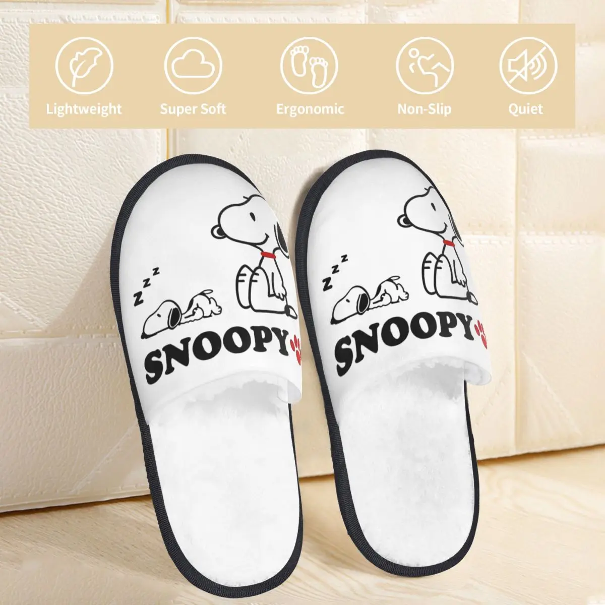 Snoopy Peanuts House Slippers Anti Slip Soft Household Fur Slides Slippers Indoor