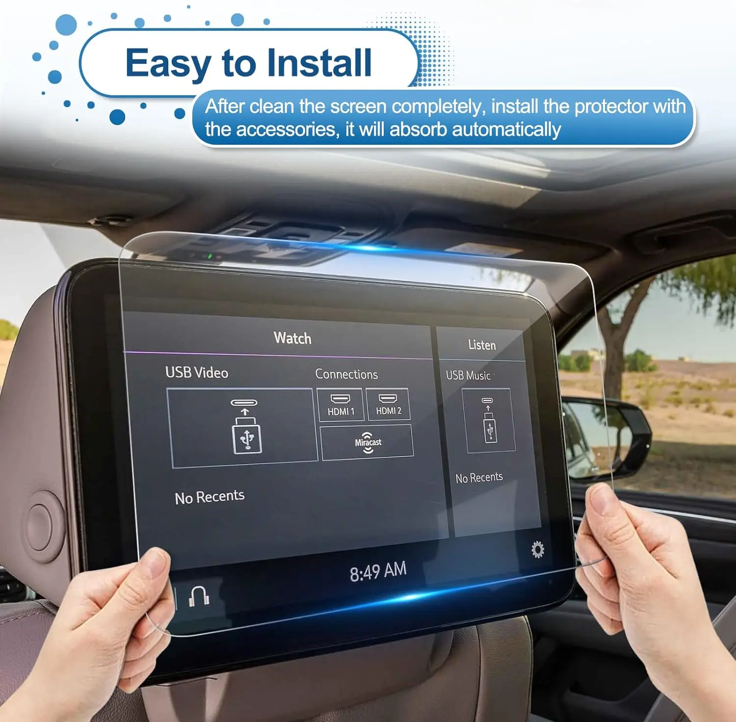 Película protectora de PET para asiento trasero de TV y DVD, accesorios de protección de pantalla de medios, para 2023, 2021, 2022, GMC Yukon Denali, 12,6 pulgadas, 2 piezas