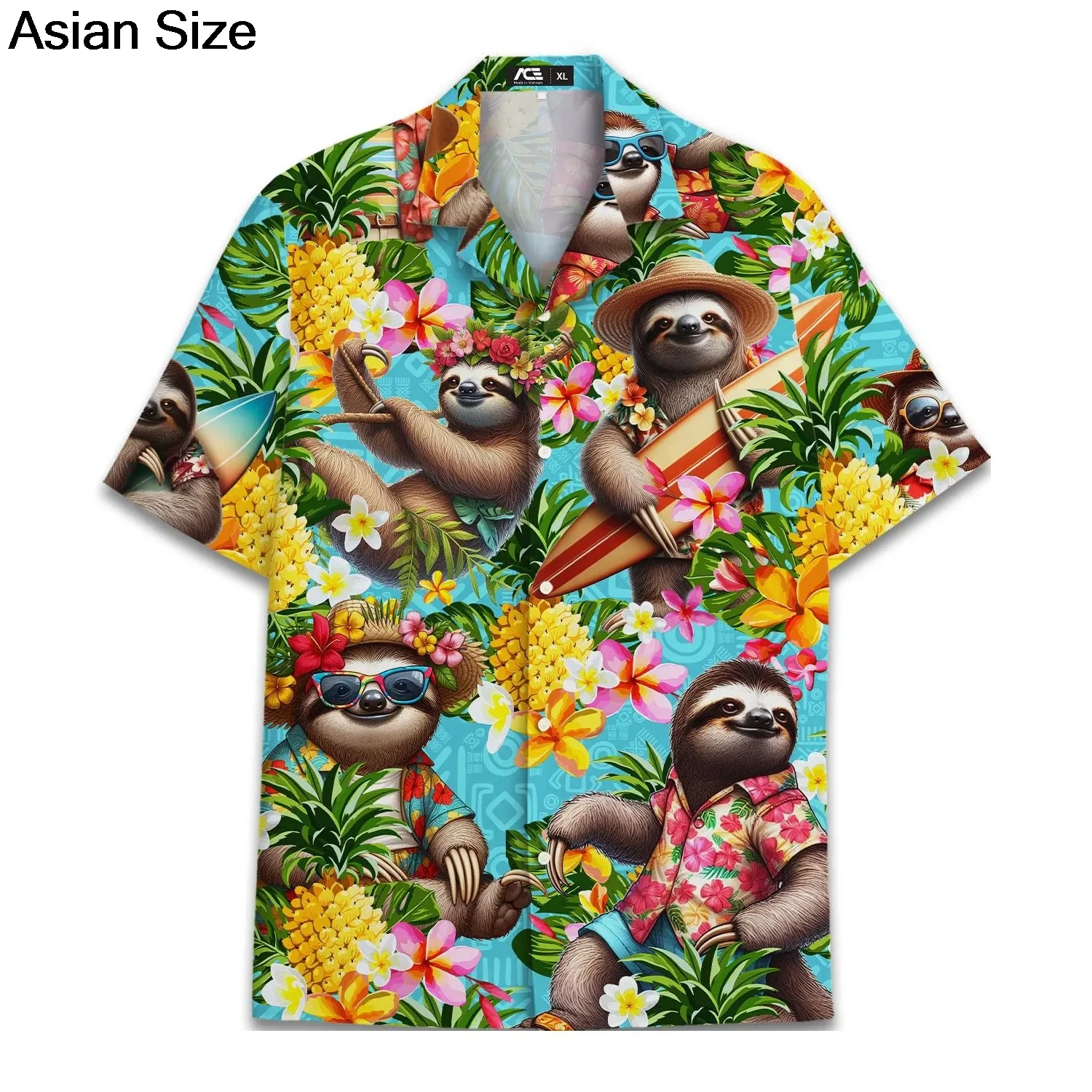 

Australia Sloth Koala Hawaiian Shirt For Men 3D Printed Tropic Animals Shirts 2025 Street Short Sleeves Button Lapel Blouse Tops