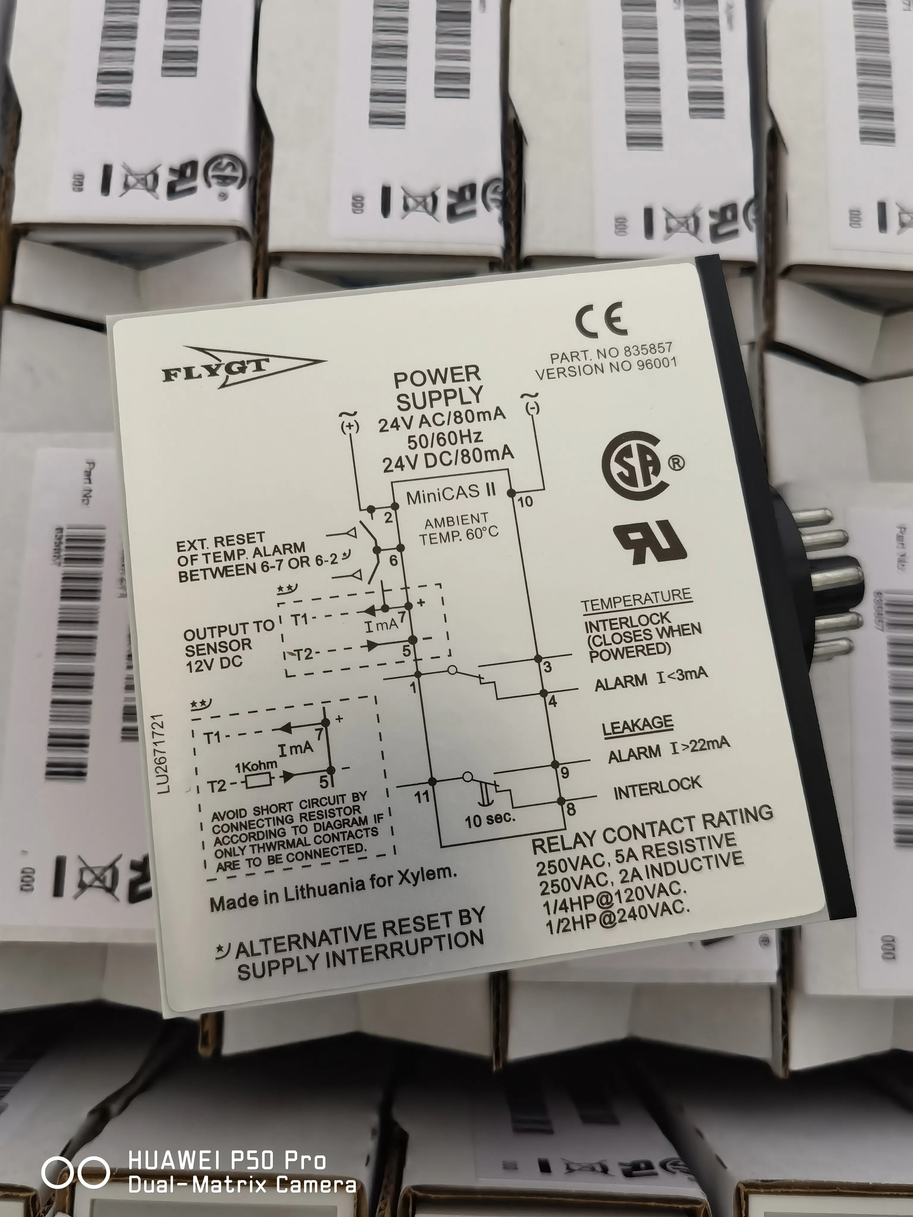 Xylem Flygt Pump 24V AC/DC Relé de monitoreo de fugas Mini CAS II Protector de fugas de agua y sobrecalentamiento