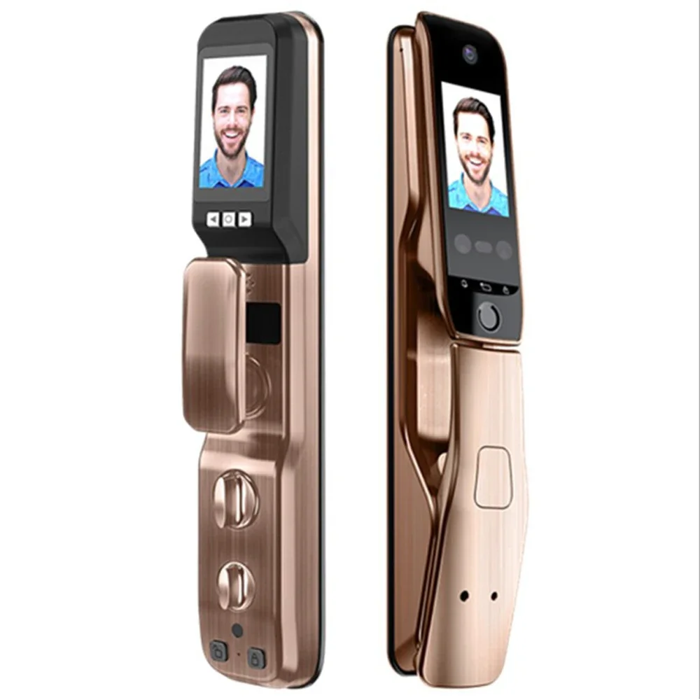 Fingerprint lock of household security door with camera capture 3D face recognition brush fingerprint lock