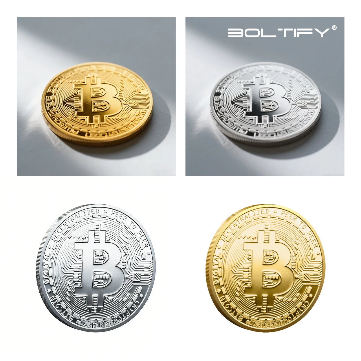 Gold Plated Bitcoin Collectible Coin, Physical BTC Casascius Metal Commemorative Art Gift, Antique Imitation Bit Crypto Currency
