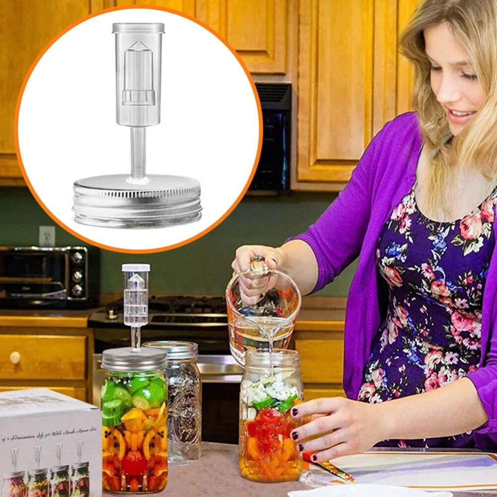 1Set Fit Standard Mason Jars Fermenting Kit Tinplate Threaded Sealing Structure Fermentation Cover Easy Assembly Airlock System