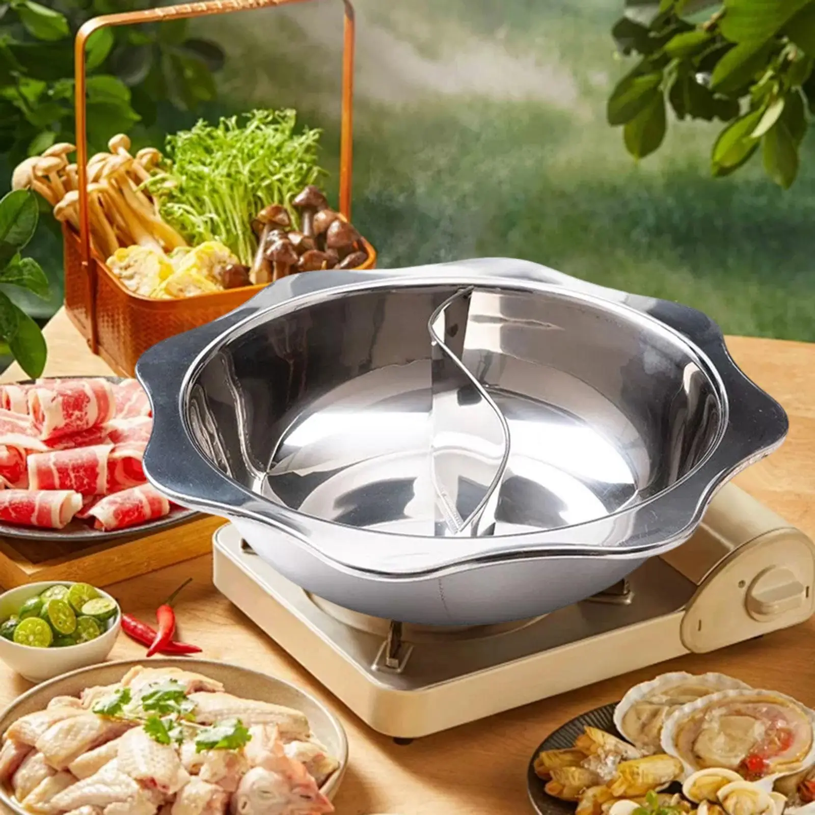 Utensilio de Cocina Chino Redondo Multifuncional Dividido, Hecho de Acero Inoxidable, para Fiestas Privadas y Restaurantes
