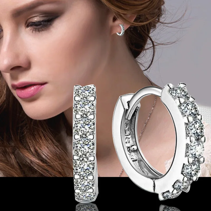 Full Crystal Earrings Luxury Silver color plated Earrings For Women Earing Zircon Earings Fashion Jewelry Stud Earing Oorbellen