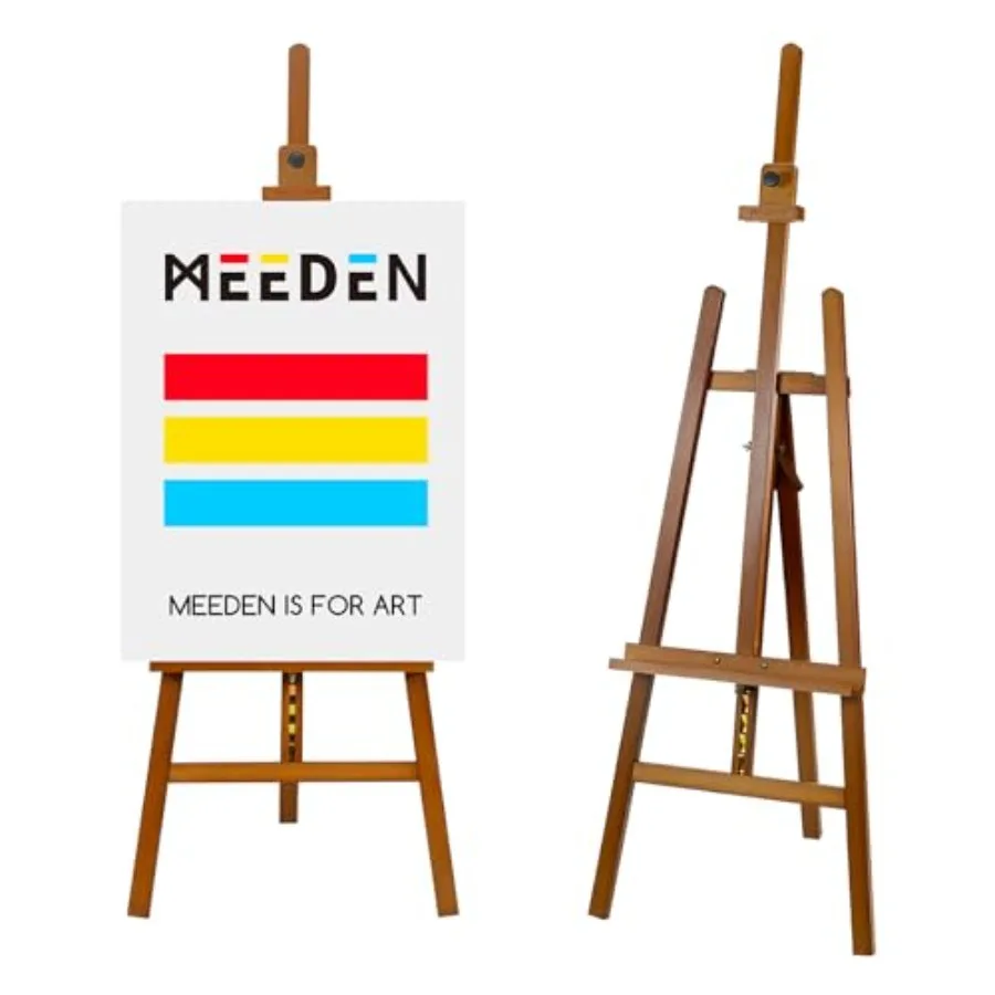 

Деревянный мольберт для рисования: Стойка-мольберт из массива бука для демонстрации картин, подходит для холстов до 43 дюймов - Регулируемый мольберт от 57 до 76 дюймов для взрослых.