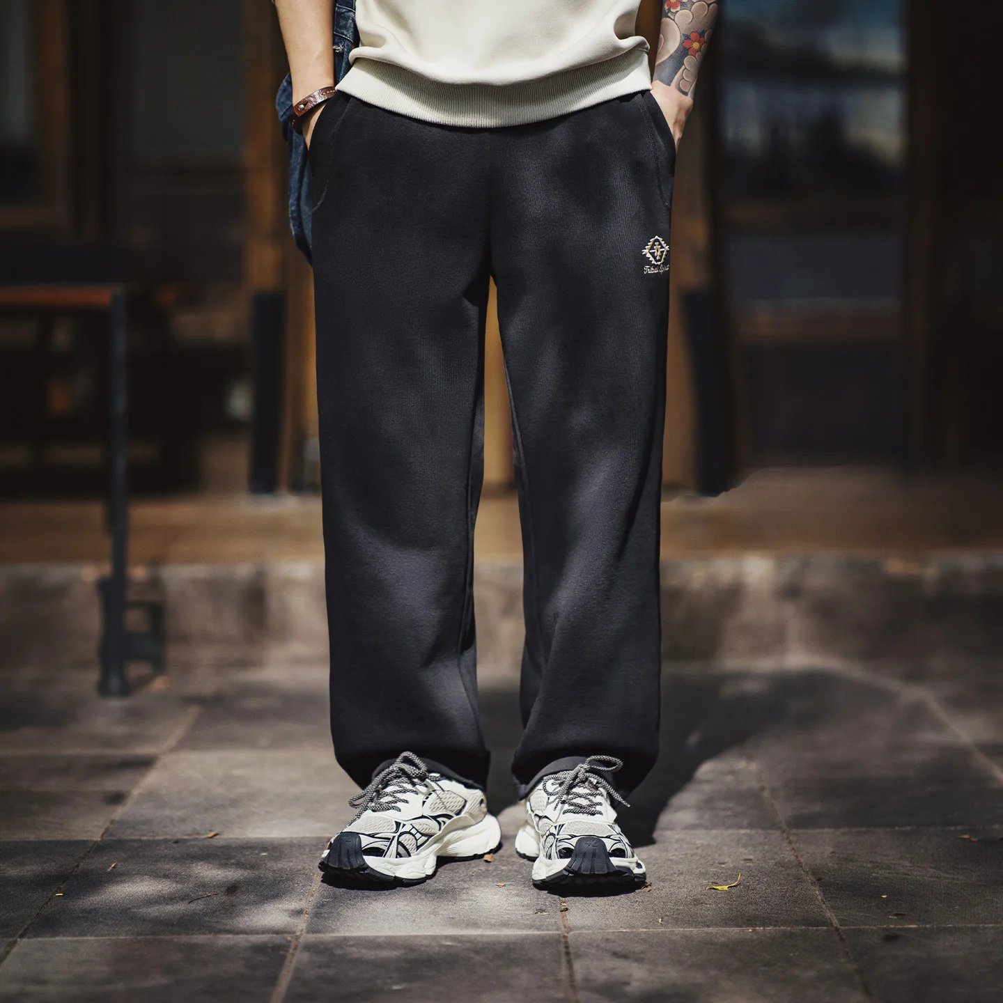 Maden Men's Straight Leg Sweatpants Loose Fit Gray Lounge Pants Navajo Pattern Graphic Jogger Pants Casual Streetwear Fall