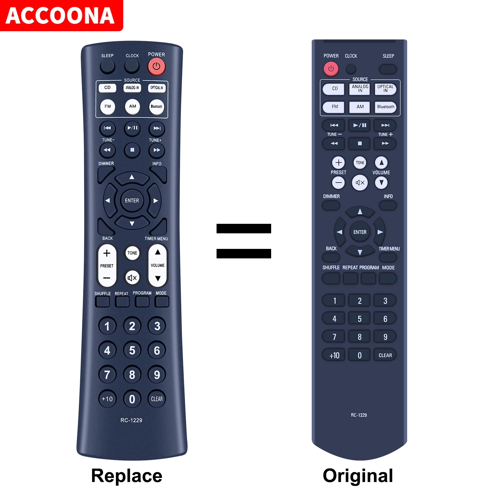 

New RC-1229 Replacement Remote Control for Denon CD Receiver System D-T1 DT1