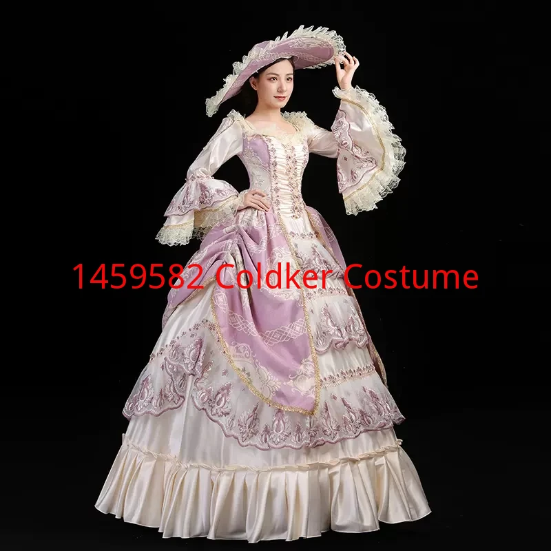 Vestido de baile barroco de la Princesa María Antonieta para mujer, vestidos del siglo XVIII, vestido de época histórica renacentista, azul y rosa