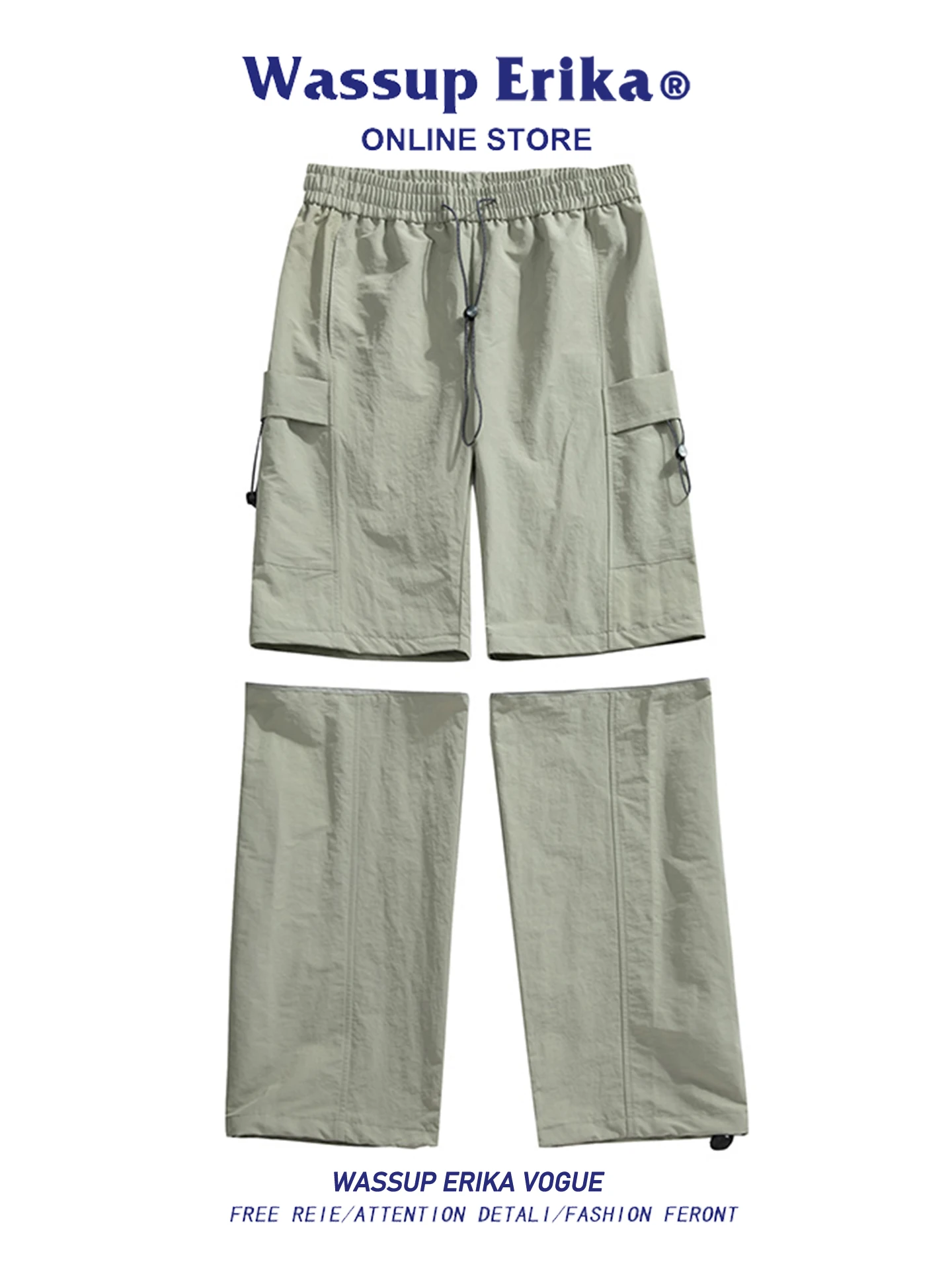 

WASSUP ERIKA Men's Detachable Two-Way Wear Work Pants Summer Function Sle Straight Leg Casual Sports Pants Loose Fit
