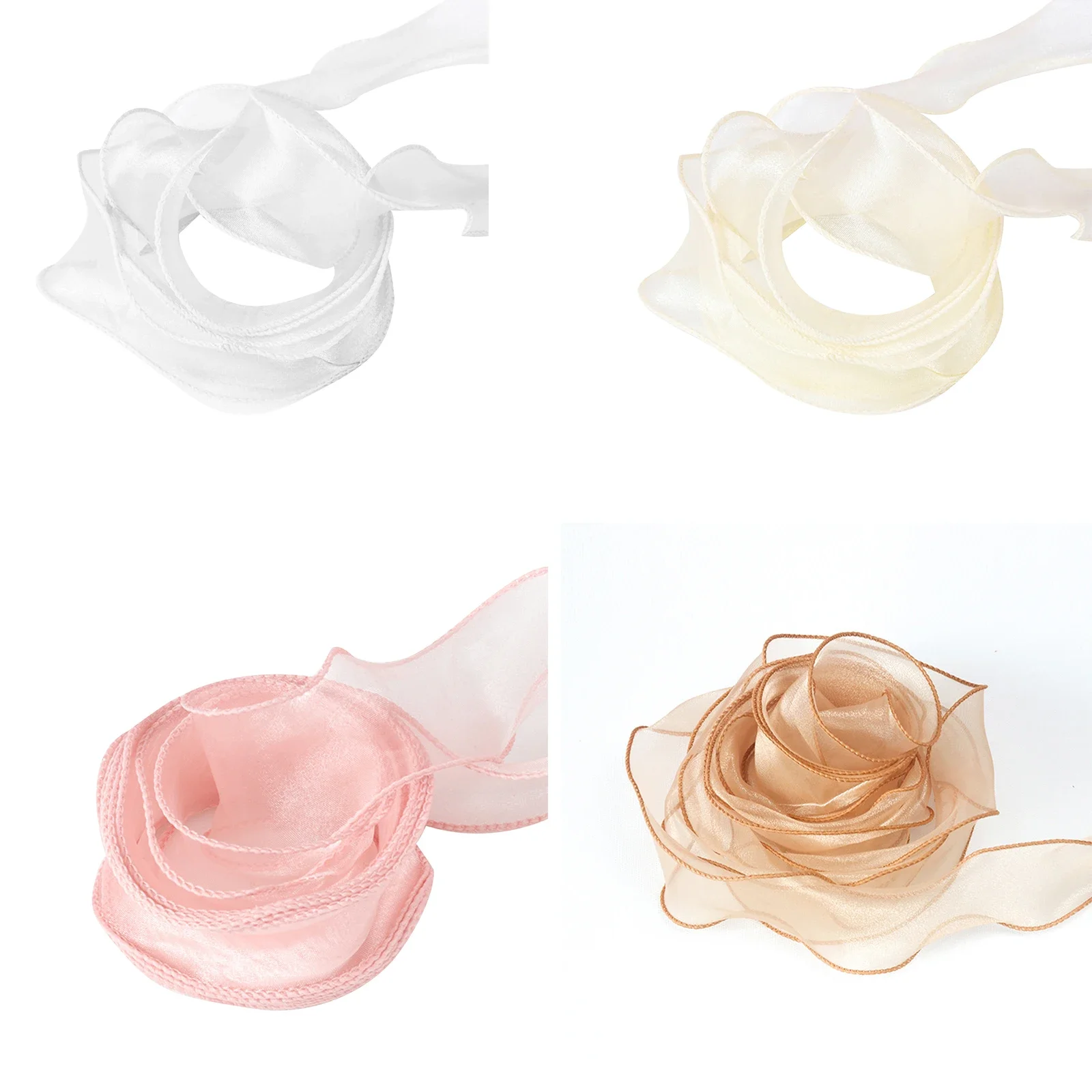 Ribbon Flower Fishtail Yarn Gift White Champagne Pink Gold Polyester Fiber Floral Bows For Flowers Bouquet Packaging Ribbons