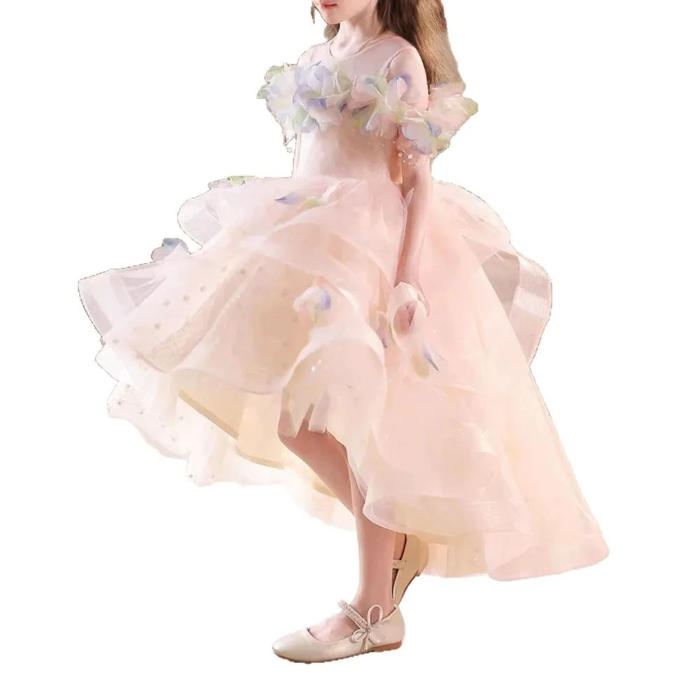 Custom Light Luxury Dress Women Wedding Guest Gown Girls Wedding Gown Birthday Party Pageant Runway 3D Petal Tulle Gown