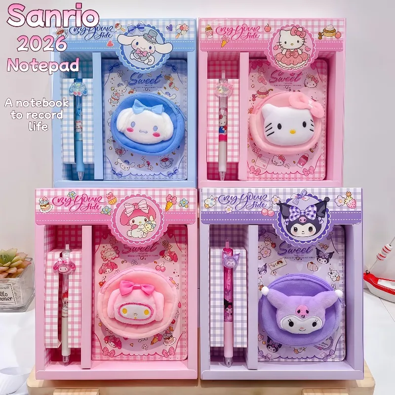 

Sanrio Change Bag Manual Set, Adorable Heart-Themed Cartoon Stationery PU Notebook Gift Box, Featuring a Beautiful Badge