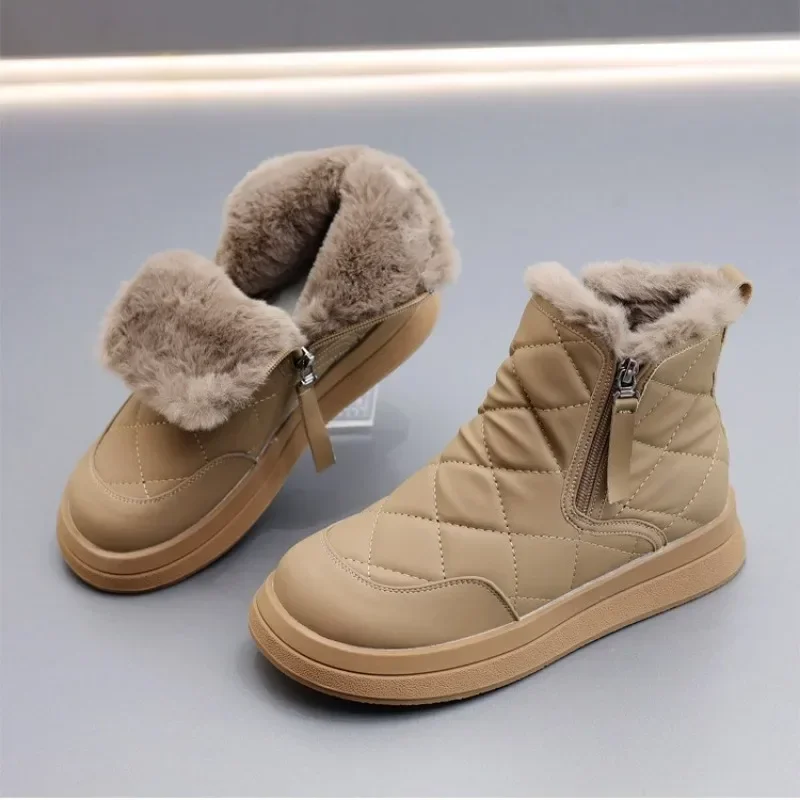 

Ankle Boots Waterproof Snow Boot Shoes Elderly Women Casual Lightweight Warm Winter Soft Leather Versatile Short Boots V474