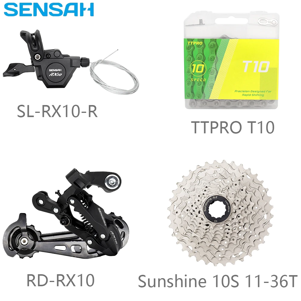 SENSAH RX10 1X10  Speed Right Shifter Lever Rear Derailleur Sunshine 11-36/40/42T Cassette TTPRO T9 Chain Bicycle Parts