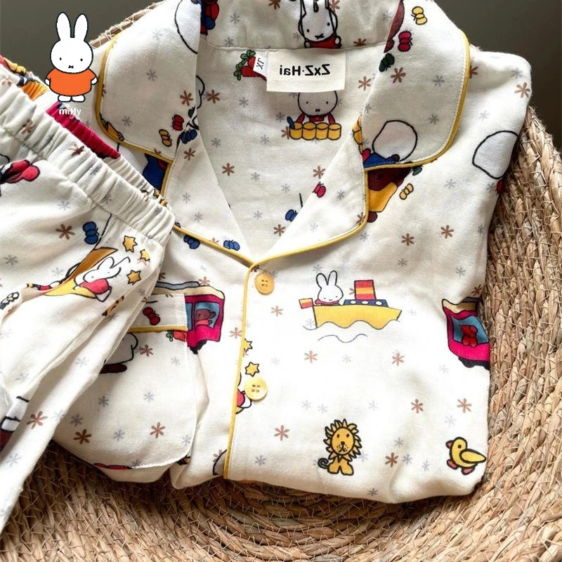 

Miffy Cartoon Snowflake Short Sleeve, Shorts and Pajamas Set for Women's Summer Printed Home Wear, A Two-piece Set